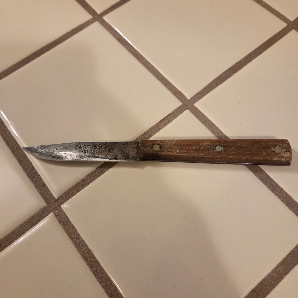 Vintage Case XX 421 CP Paring Knife Wood Handle Carbon Steel USA Made 7.75 Inch